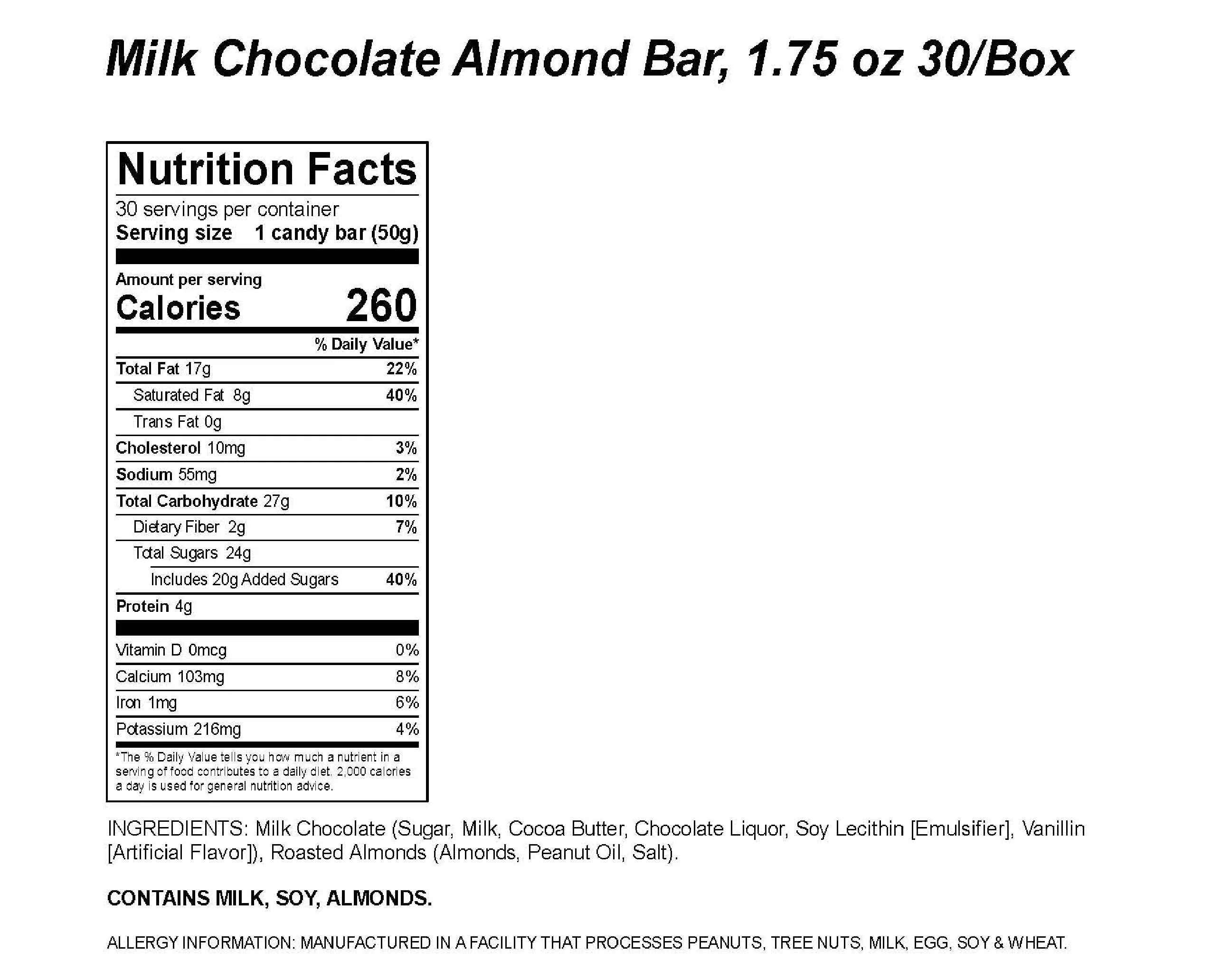 Milk  Almond Bar 30 Box - Image 2